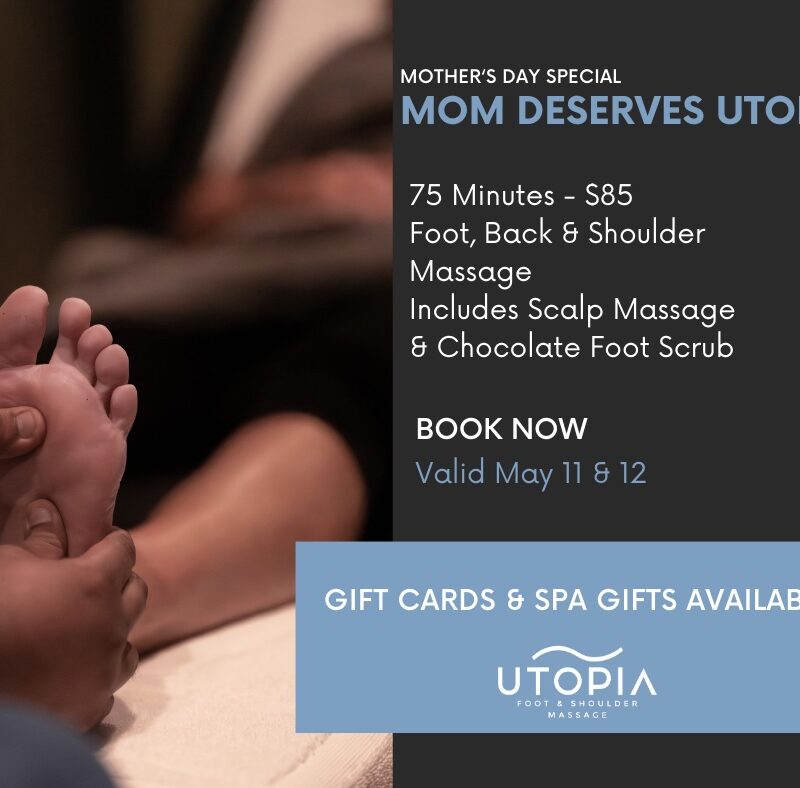 Graphic of Mother's Day massage package at Utopia.