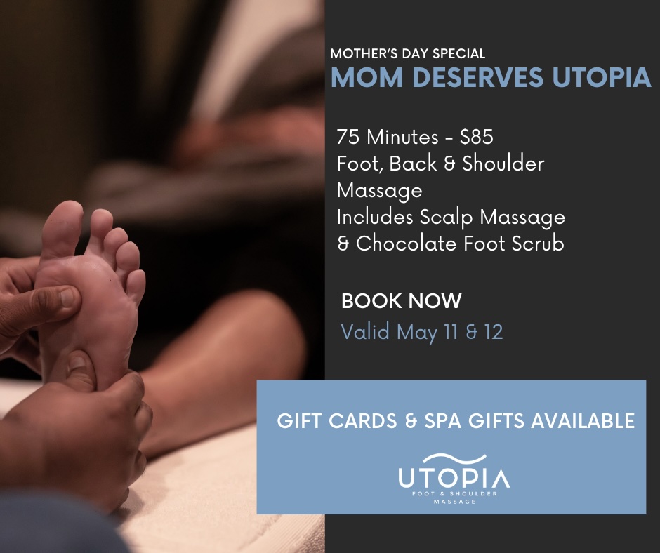 Graphic of Mother's Day massage package at Utopia.