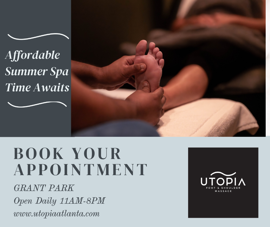 Graphic of affordable summer spa options at Utopia Atlanta.